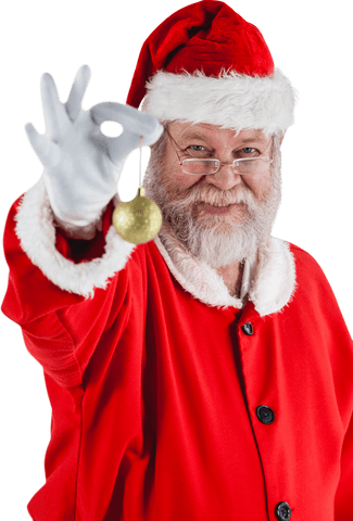Transparent Cheerful Santa Claus Holding Golden Christmas Bauble - Download Free Stock Videos Pikwizard.com