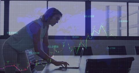 caucasian businesswoman analyzing stock market trends on laptop - Download Free Stock Images Pikwizard.com