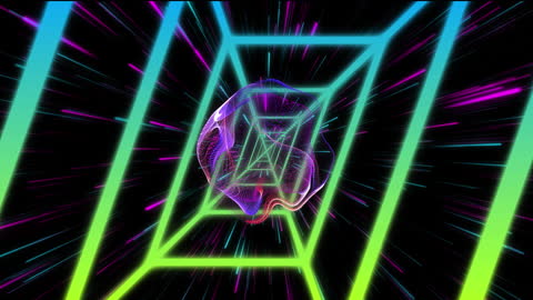 Neon Network Connections with Futuristic Data Transfer