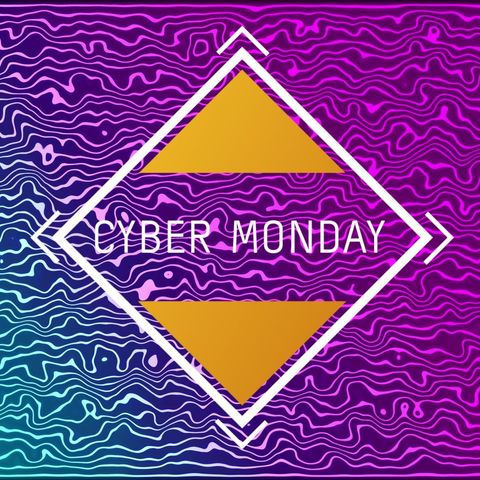 vibrant neon waves promotional cyber monday template - Download Free Stock Templates Pikwizard.com