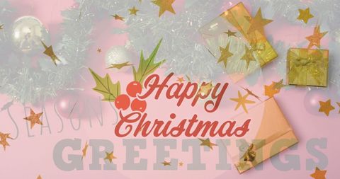 Festive Christmas Decorations with Season's Greetings Card