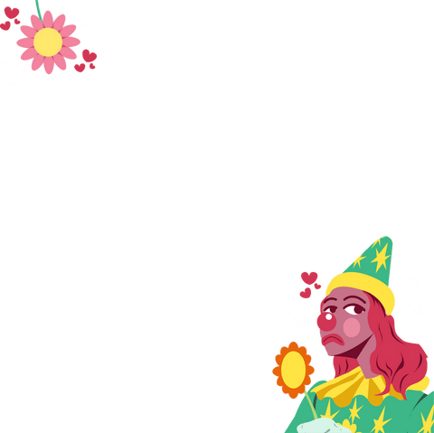 Solemn Clown Holding Flower Wearing Star Hat with Hearts on Transparent Background - Download Free Stock Videos Pikwizard.com