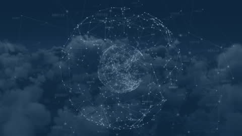 Digital Globe with Cloud Background Represents Global Networking