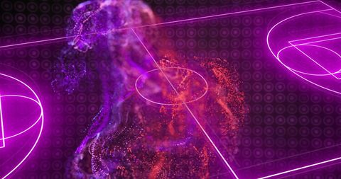 Neon Basketball Court with Glowing Digital Connectivity - Download Free Stock Images Pikwizard.com
