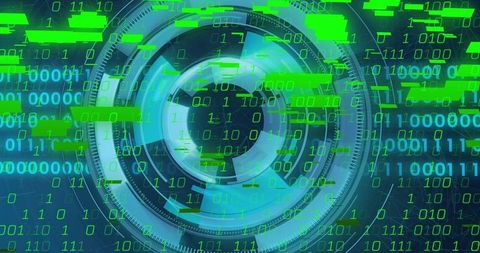 Futuristic Digital Scanning Interface with Binary Overlay