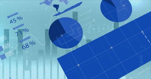 global business data processing with digital interface on blue background - Download Free Stock Images Pikwizard.com