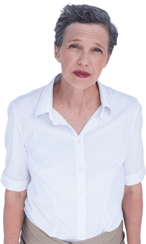 Confident Senior Businesswoman on Transparent Background