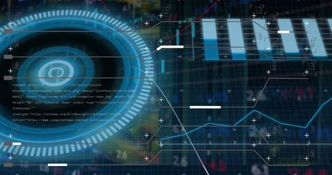 Digital Data Processing with Growth Charts and Global Network - Download Free Stock Images Pikwizard.com