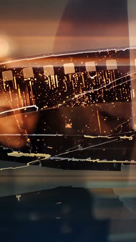 Vertical Filmstrip Revealing Two Faces Through Reflective Window with City Lights