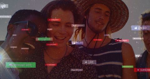 Online Connectivity Group Enjoy Outdoors Smiling