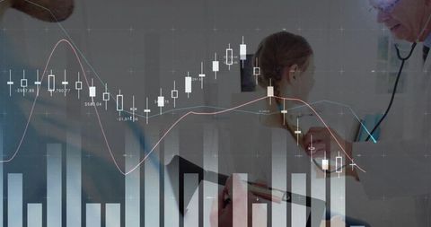 Healthcare examination with financial data overlay