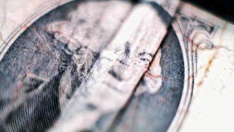 Close-Up View of Creased Vintage Dollar Portrait