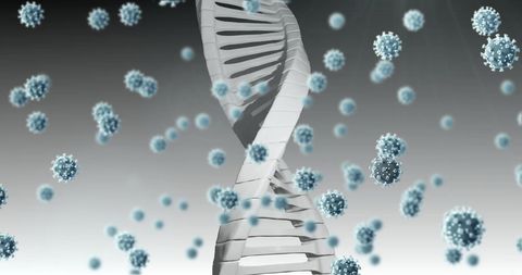 DNA Strand Surrounded by Viral Cells on White Background - Download Free Stock Images Pikwizard.com