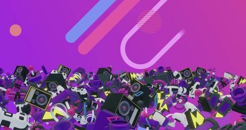 Colorful Retro Gaming Icons on Vibrant Abstract Background