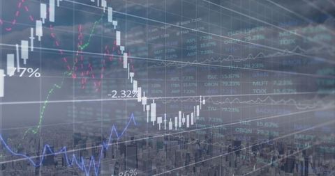 futuristic data visualization of financial markets over cityscape - Download Free Stock Images Pikwizard.com