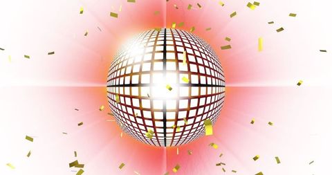 Rotating Disco Ball with Confetti Over Pink Background - Download Free Stock Images Pikwizard.com