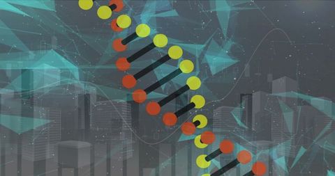 Futuristic Digital Helix Network Interface with Skyline Elements