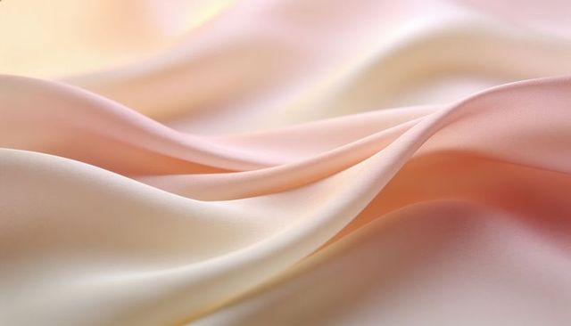 Smooth pastel silk waves flowing over soft folds with subtle sheen and gradient