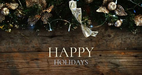Happy Holidays Greeting with Rustic Christmas Decorations - Download Free Stock Images Pikwizard.com