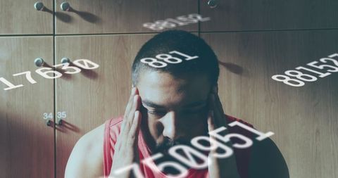 Stressed Athlete with Overlapping Numbers