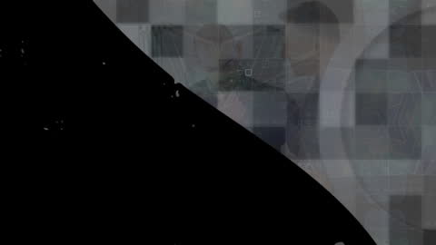 Abstract Overlapping Shapes on Checkerboard Background