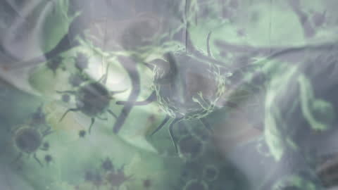 Digital Animation of Virus Cells on Green Background