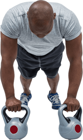 Transparent Fitness Enthusiast Exercising With Kettlebells