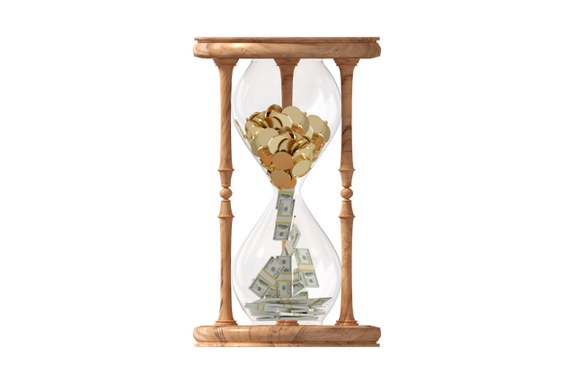 Transparent Hourglass with Coins and Banknotes Reflecting Currency Flow - Download Free Stock Videos Pikwizard.com