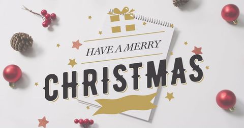 Holiday Greeting with Christmas Decorations and Festive Message