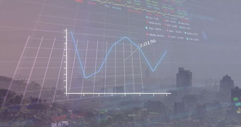 Digital Financial Charts Overlay City Landscape