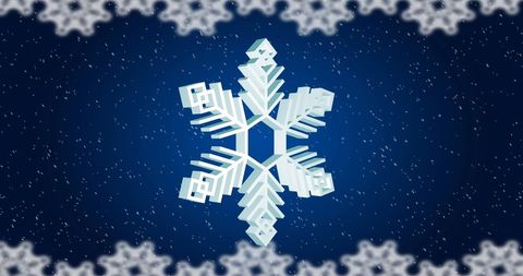 Geometric Snowflake on Starry Blue Background