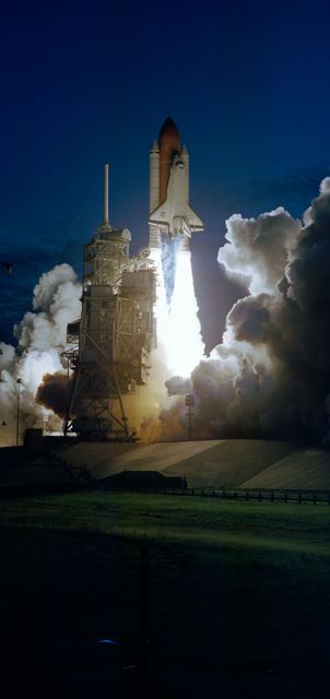 STS077-S-004 (19 May 1996) --- The Space Shuttle Endeavour lifts off with six astronauts headed toward the fourth NASA Space Shuttle mission of the year.  The launch occurred at 6:30:00 a.m. (EDT), May 19, 1996.  Heading the crew onboard is astronaut John H. Casper, mission commander.  Other crew members are astronauts Curtis L. Brown, Jr., pilot; along with Daniel W. Bursch, Mario Runco, Jr., Andrew S. W. Thomas and Marc Garneau, all mission specialists.  Garneau represents the Canadian Space Agency (CSA).  During the approximately 10-day mission, the crew will perform a variety of payload activities, including microgravity research aboard the Spacehab 4 Module, deployment and retrieval of the Spartan 207 and deployment and rendezvous with the Passive Aerodynamically-Stabilized Magnetically-Damped Satellite (PAMS).