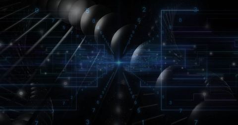 Futuristic Digital Nexus with Neon Blue Circuit Lines