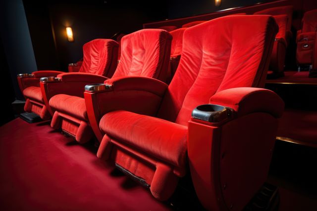 Empty red seats in a cinema create an inviting atmosphere for movie enthusiasts - Download Free Stock Photos Pikwizard.com