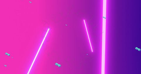 Neon Lines and Abstract Digital Shapes on Vibrant Pink Background