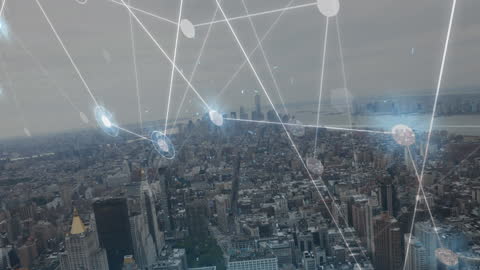 Digital Networking Over Busy Urban Skyline