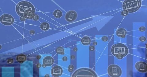 Digital Network with Growth Diagrams Over Cityscape