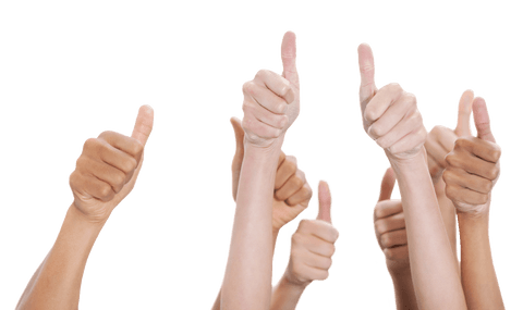Transparent Thumbs Up Across Diverse Hands