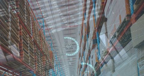 warehouse technology innovation with digital financial graphs - Download Free Stock Images Pikwizard.com