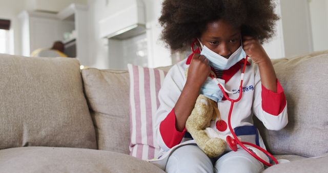 Girl Pretending As Doctor While Playing with Teddy Bear - Download Free Stock Images Pikwizard.com