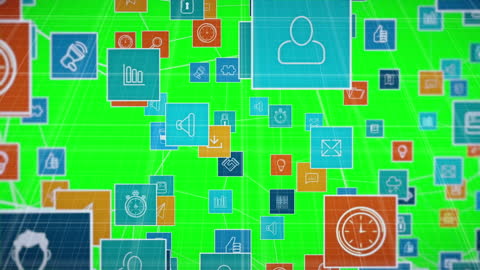 Animated Digital Network with Vibrant Icons