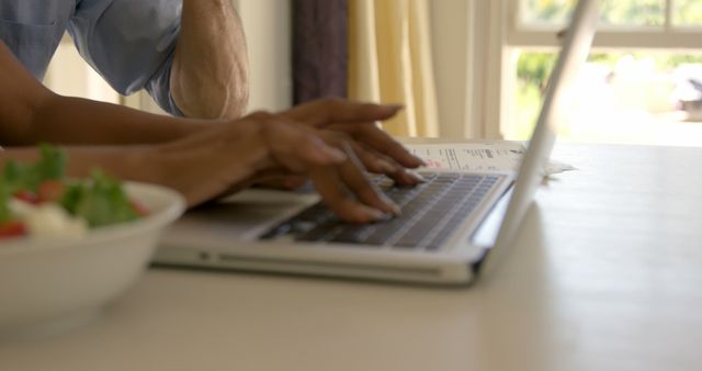 Hands Typing on Laptop Keyboard in Bright Room - Download Free Stock Images Pikwizard.com