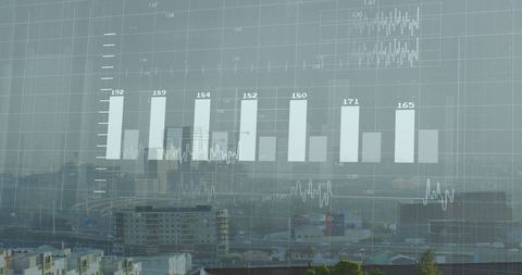 Abstract Business Data Processing Over Urban Skyline - Download Free Stock Images Pikwizard.com