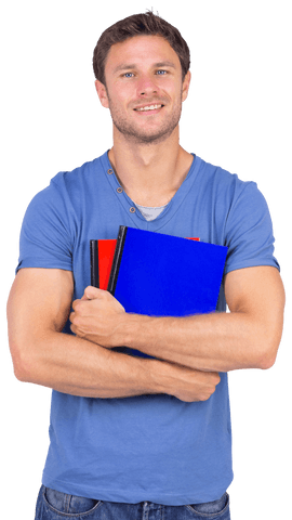 smiling man holding books on transparent background - Download Free Stock Videos Pikwizard.com