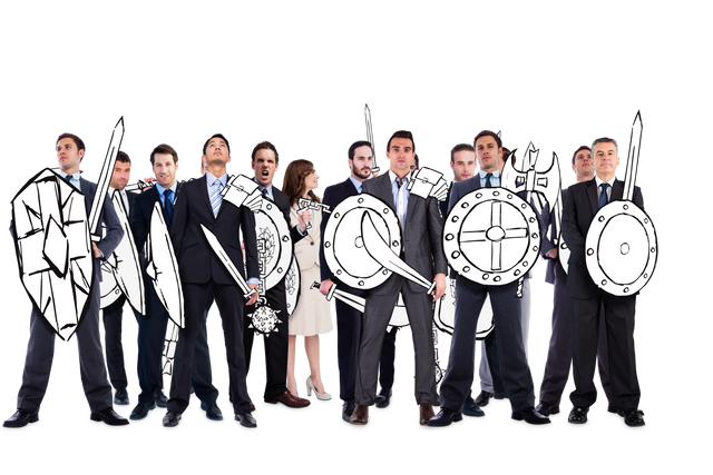 Business People Equipped with Shields and Weapons on Transparent Background - Download Free Stock Videos Pikwizard.com