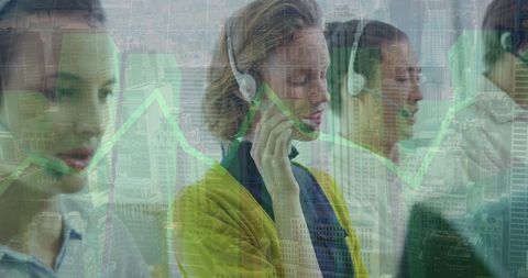Diverse business professionals analyzing data