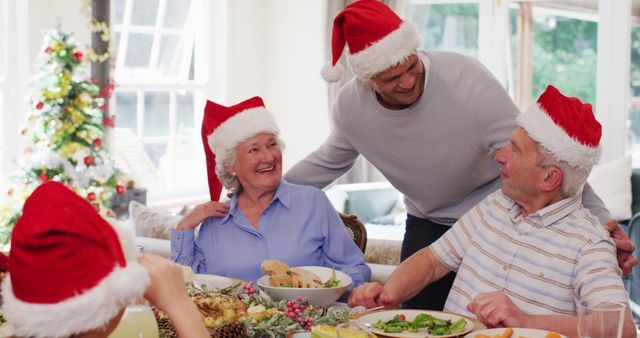 Family Enjoying Christmas Meal Together - Download Free Stock Images Pikwizard.com