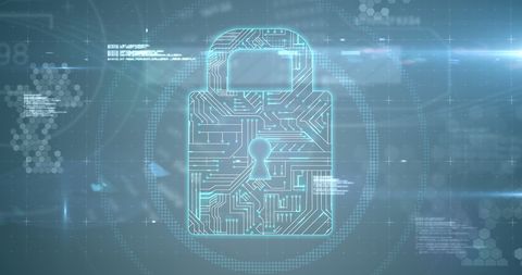 Futuristic Digital Padlock Against Technology Background - Download Free Stock Images Pikwizard.com