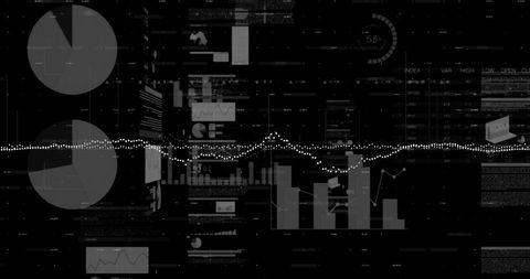 black background with floating financial data elements - Download Free Stock Images Pikwizard.com