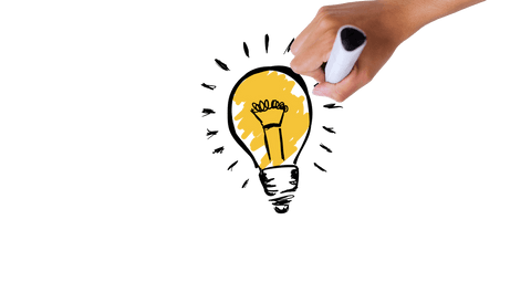 Hand drawing creative lightbulb on transparent background